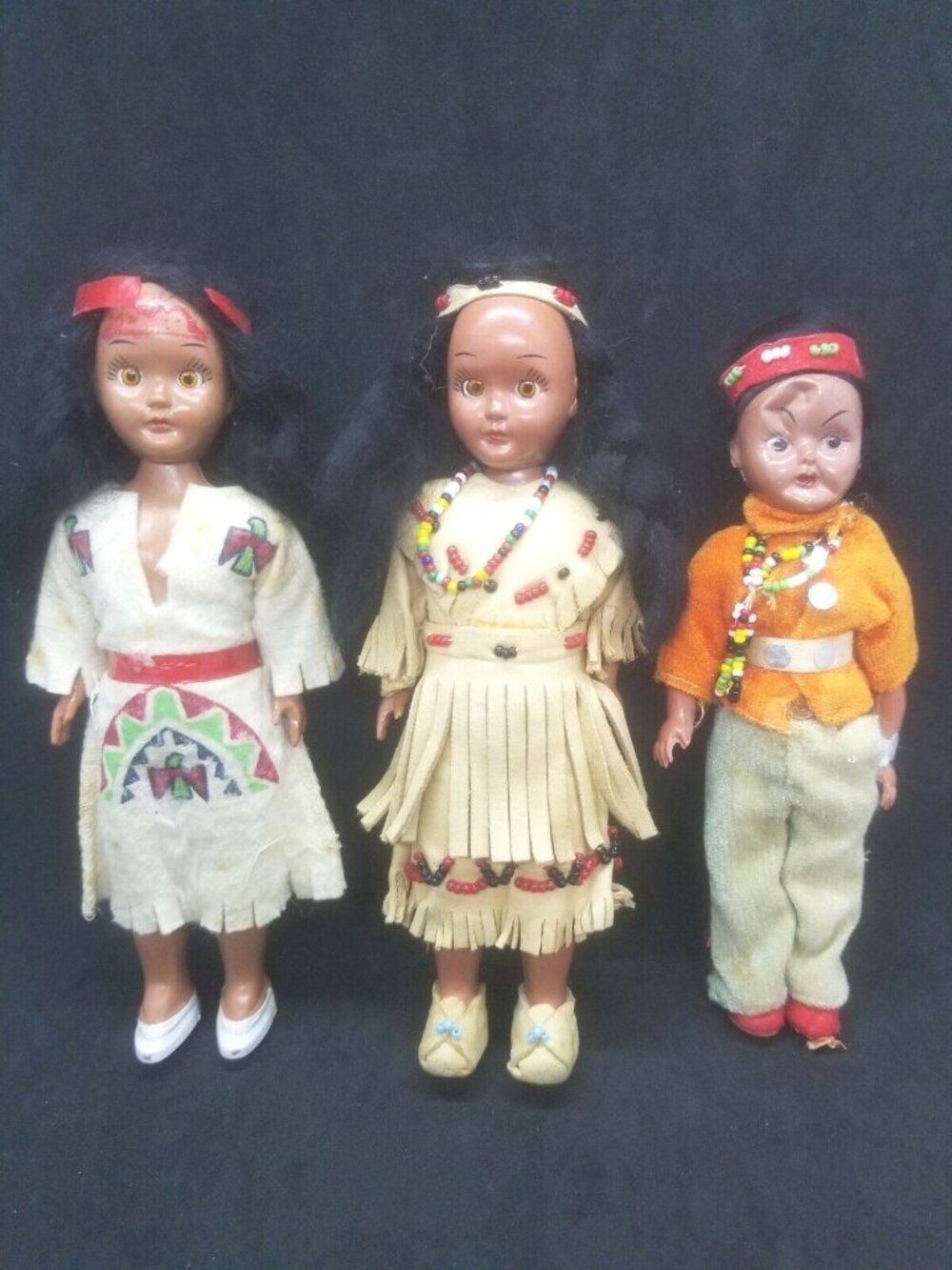 Carlson Dolls Native American Girls Boy Hard Plastic Sleeping Eyes Needs Repair